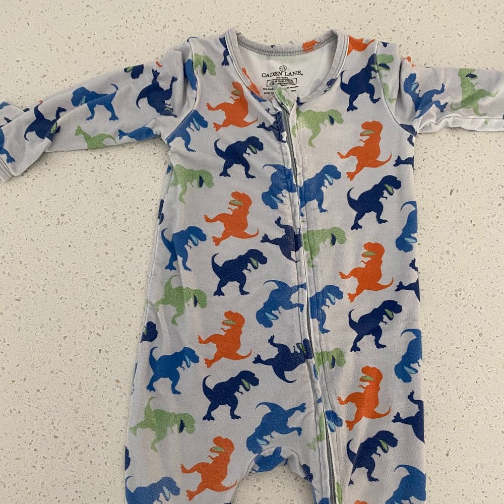 Caden Lane Tiny T-rex Zipper Footie